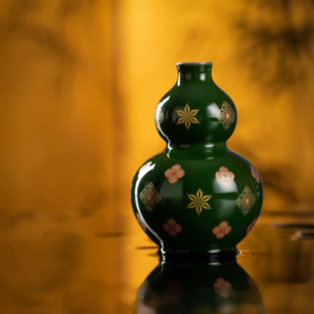 尚唐青瓷官绿釉双釉东方美学小葫芦摆件