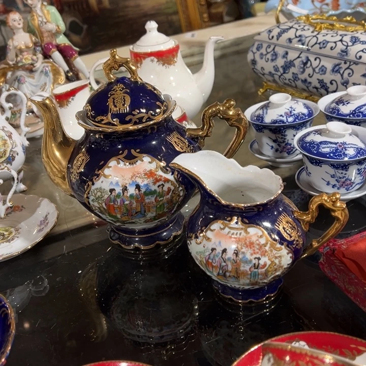 陶瓷描金老货两件套组特价包邮