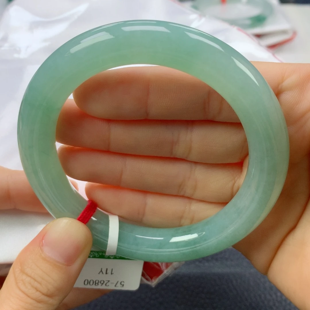 翡翠手镯未镶嵌缅甸天然翡翠A货57圆