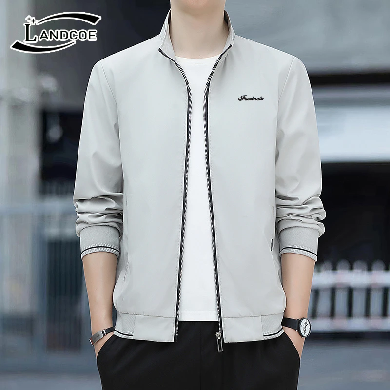 LANDCOE2025新款春秋立领商务行政夹克男士外套早秋休闲百搭褂子