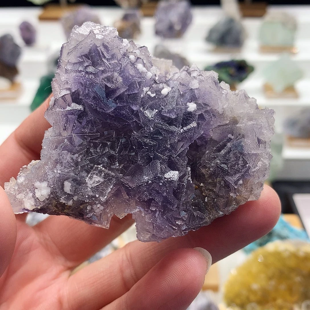 石材云南紫萤石方解共生