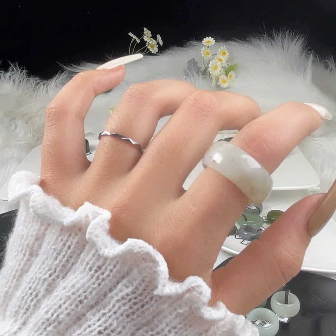 和田玉未镶嵌戒指U89桂花糖轮胎17.6mm