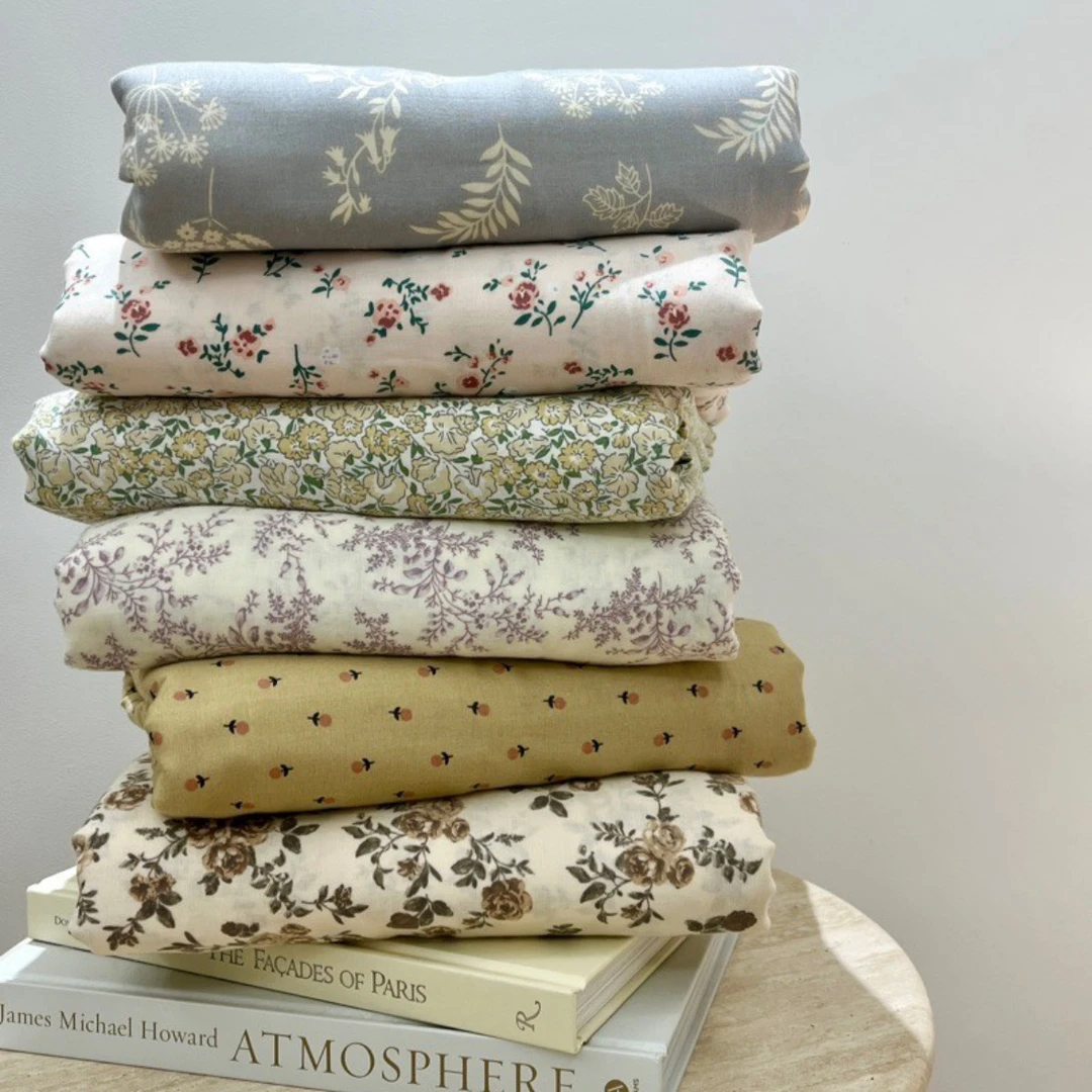 单人床单双人被罩枕套小碎花幼儿双纱针织被套印花夹棉双层纱绗缝