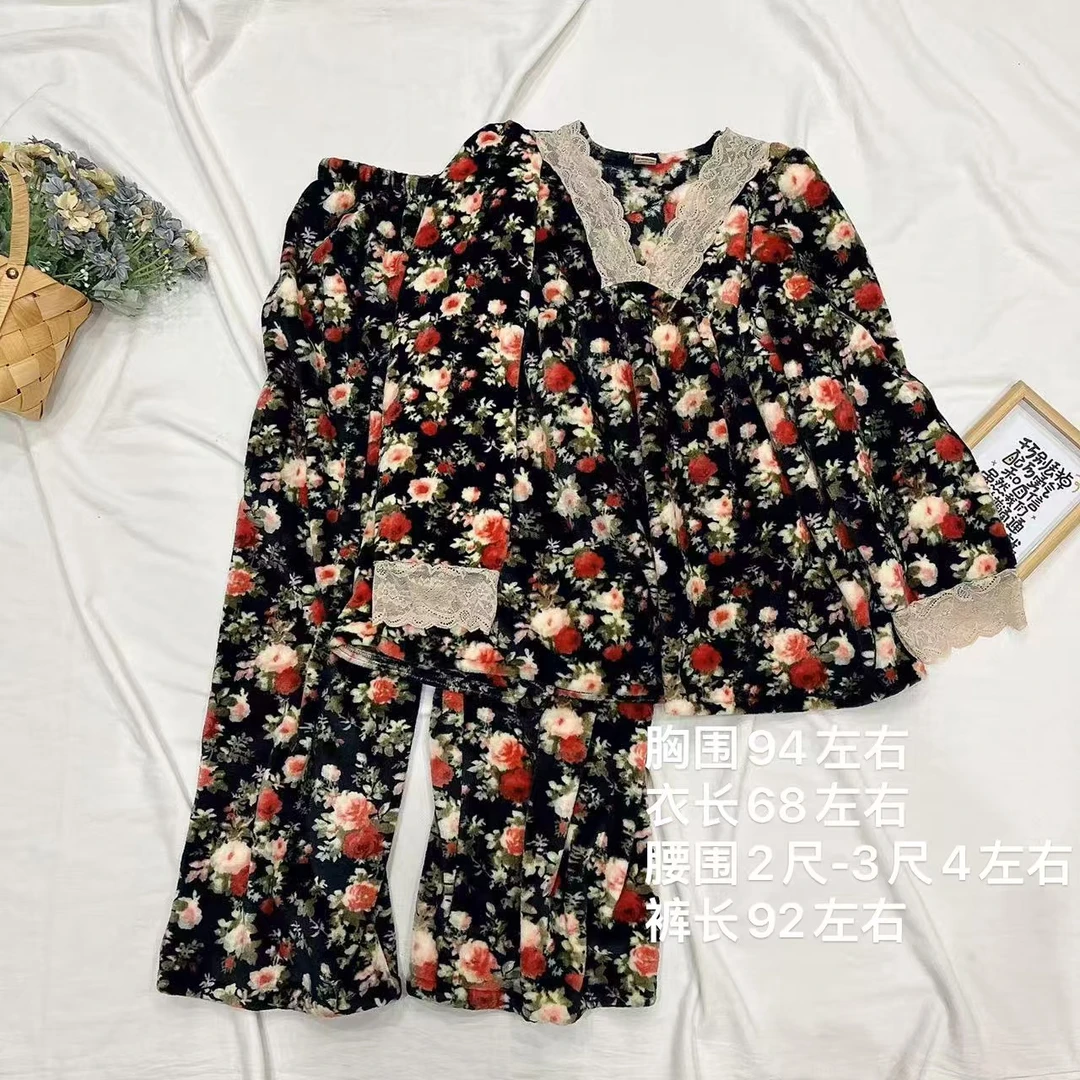 【春暖花开】婷婷同款推荐 一体加厚碎花拼接家居服套装