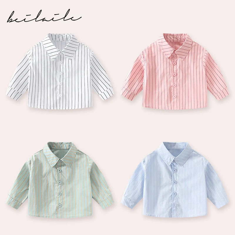 【百搭条纹衬衫 小乐妈咪】男女宝宝衬衣春季男童外套儿童C28 ZJ