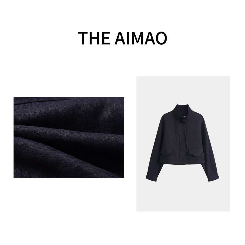 “纽约之夜”高密高支100%亚麻百搭休闲户外立领夹克式外套XYX81723