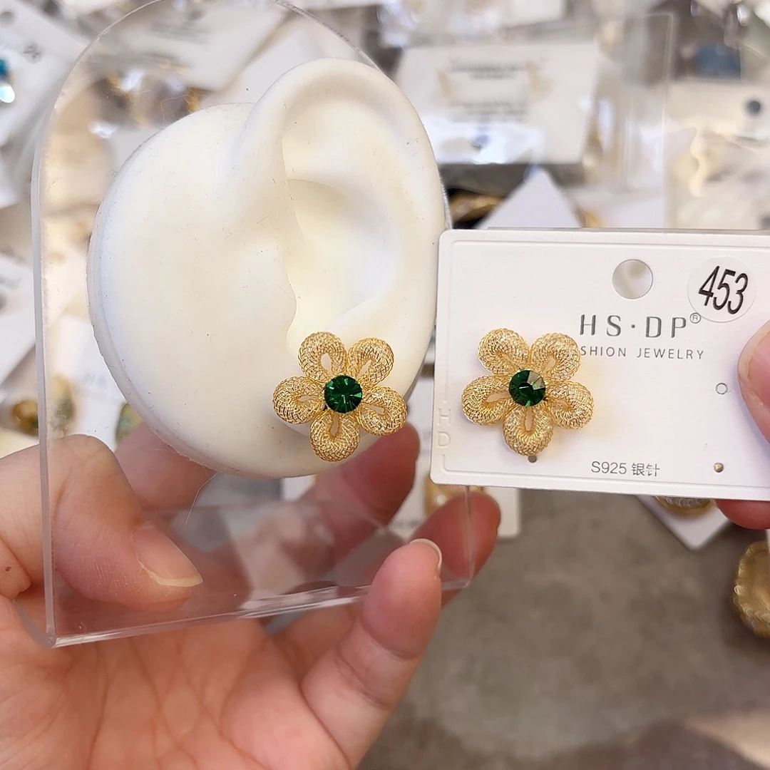 锆石纯铜合金花花耳钉