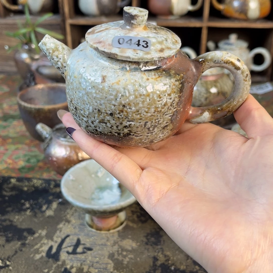 杯柴烧茶器粗陶壶微瑕