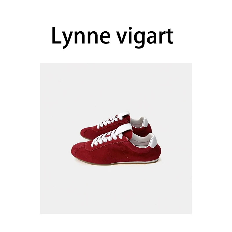 时尚百搭休闲阿甘鞋复古牛反绒红色经典纯色低帮平底系带休闲鞋