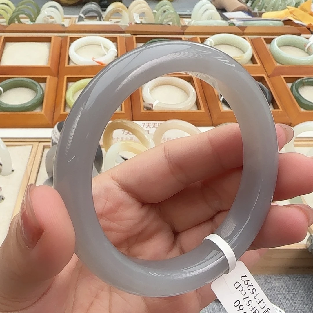 和田玉未镶嵌手镯烟紫58/59