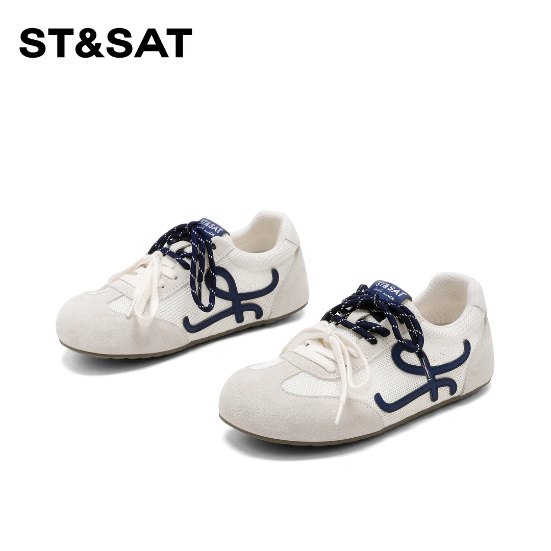 St&Sat/星期六休闲鞋女2025春夏新款网面透气软底百搭系带德训鞋