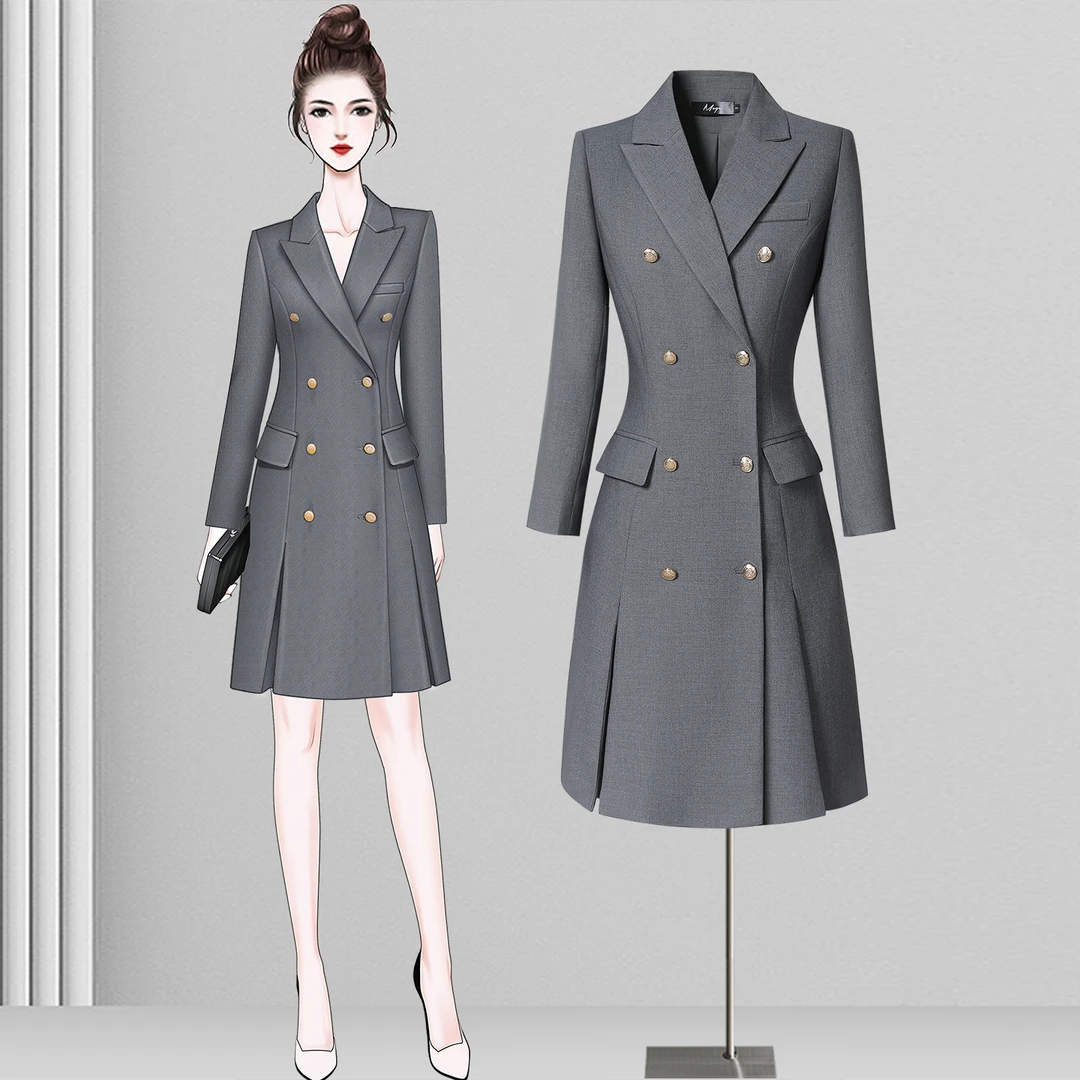 秋季西装连衣裙轻奢冷淡风西装裙修身气质女装时尚显瘦通勤百搭