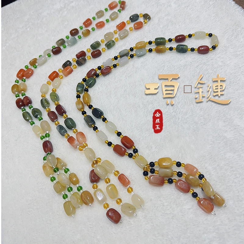 金丝玉天然玉石多宝手链项链珠串珠链毛衣链方块多样性拍一发一