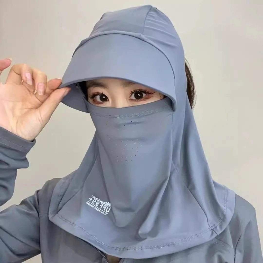 全脸遮阳帽帽子夏季防晒冰丝紫外线户外骑行遮脸护颈面罩太阳帽