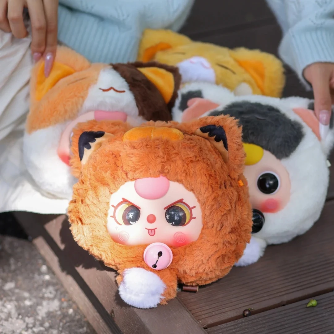 【正版】娃三岁招财猫拉链包毛绒盲盒可爱公仔玩具零钱包