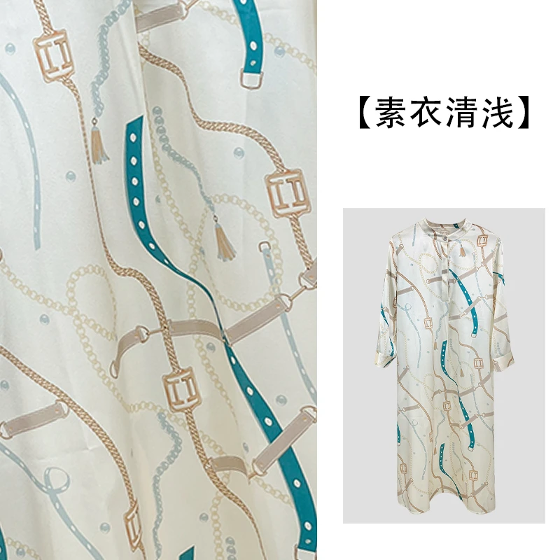 【素衣清浅】新款桑蚕丝弹力缎气质印花时尚连衣裙ZL5097-1