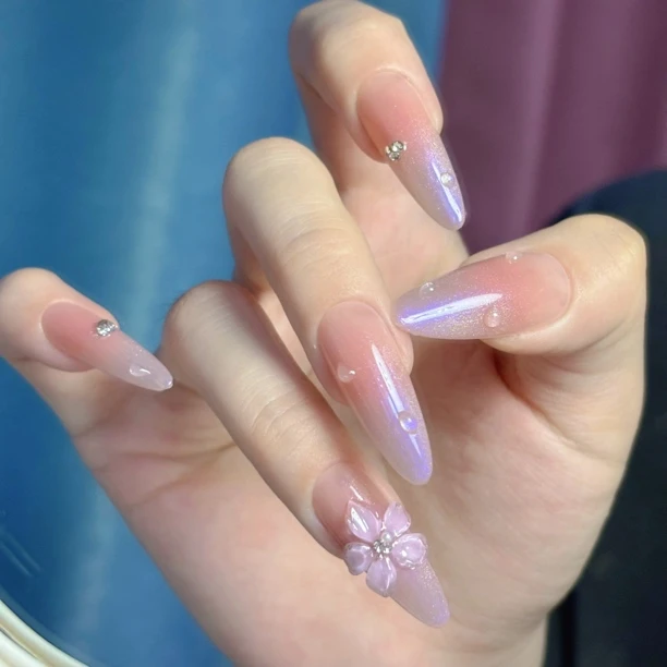 丁香  琉璃苣 纯手工穿戴美甲贴片