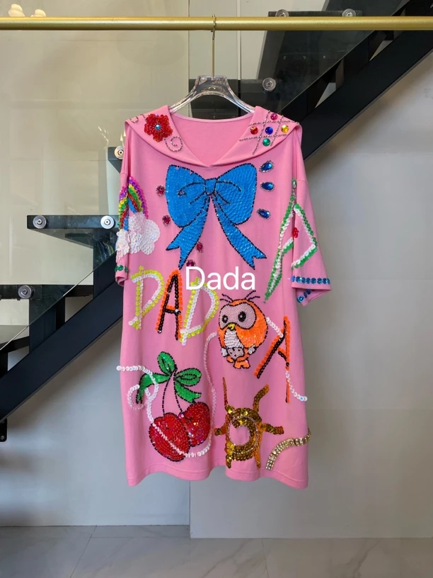 Dada设计款新款重工个性款休闲时尚百搭洋气宽松短袖T恤C11256