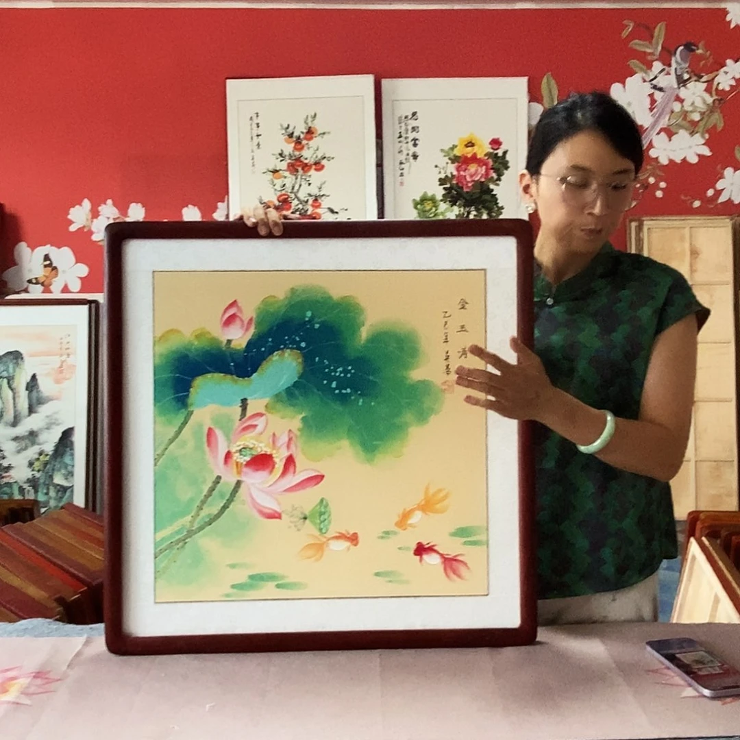 国画手写手绘带框包邮62✖️62国画作品