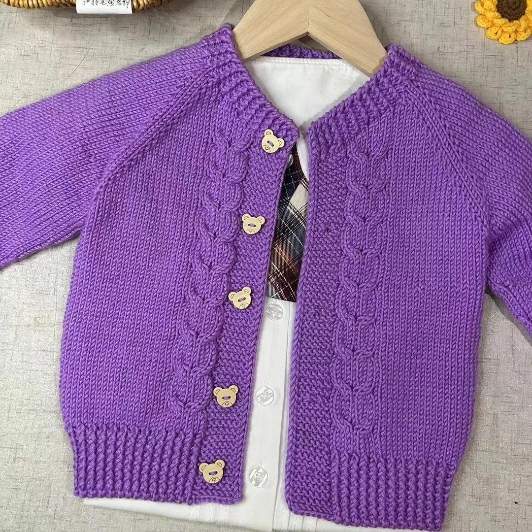 【送教程送编织工具】精梳棉手编线织紫菀（元宝花）开衫手工线