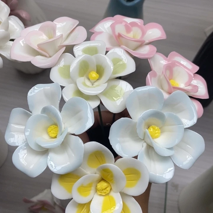 陶瓷手工制作陶瓷花7朵玉兰花