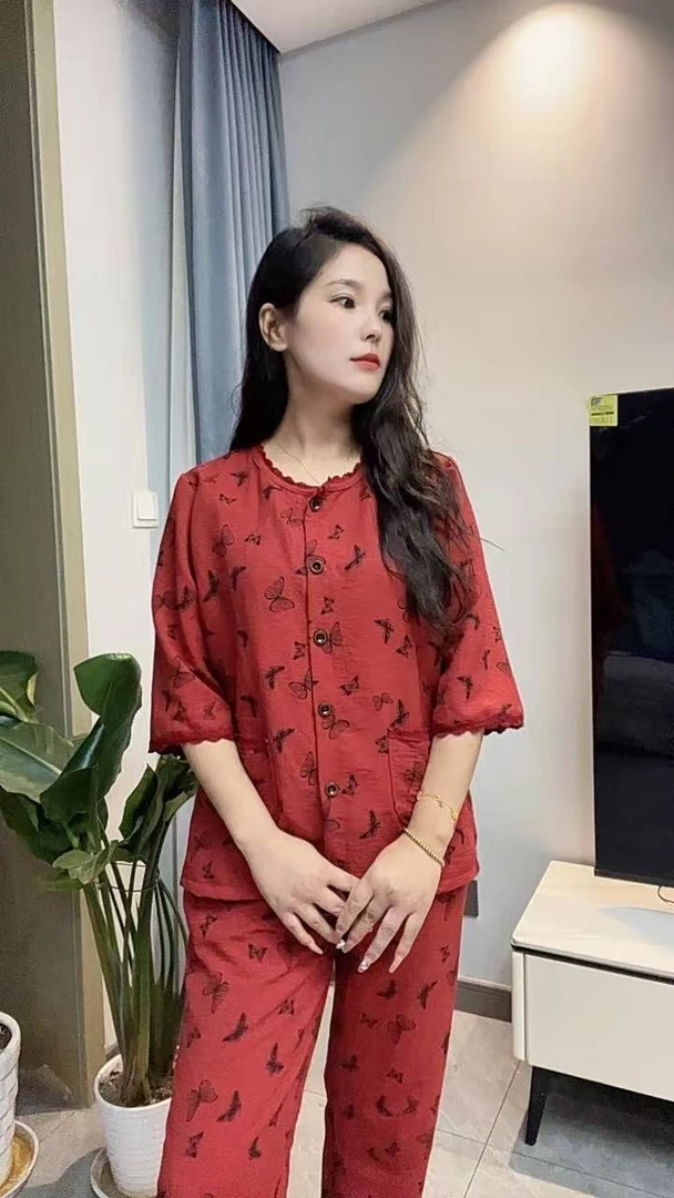 2025春夏大码短袖长裤女士云朵棉休闲透气家居服睡衣