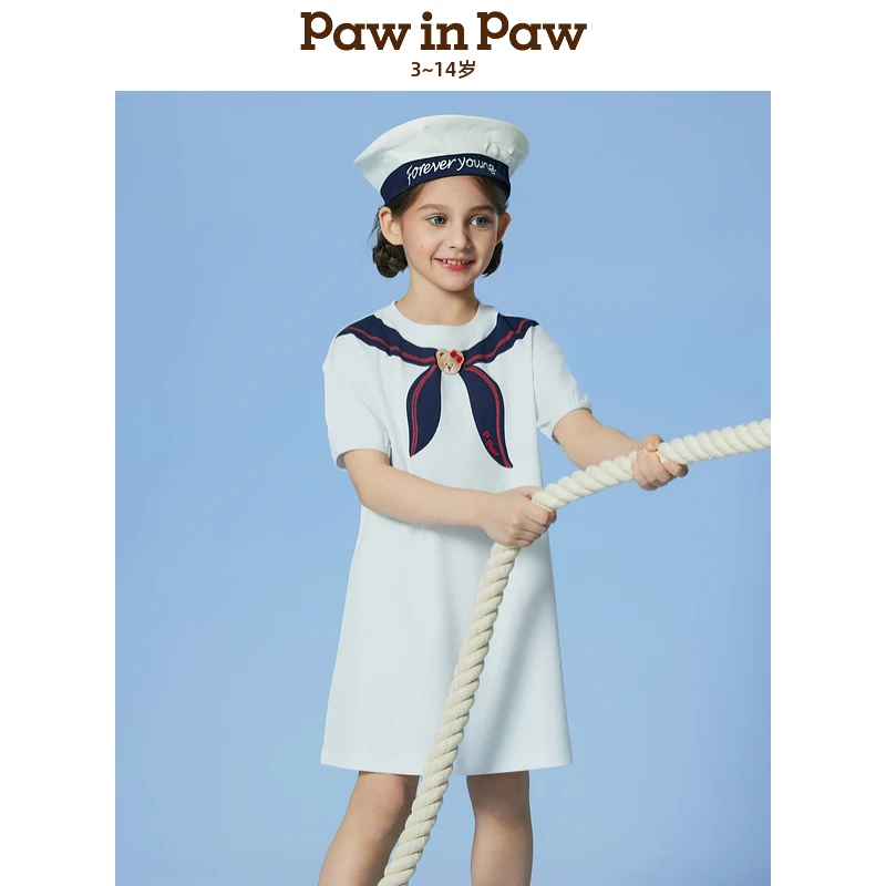 PawinPaw卡通童装25年春夏女童元气海军风直筒连衣裙PCOMF2524E
