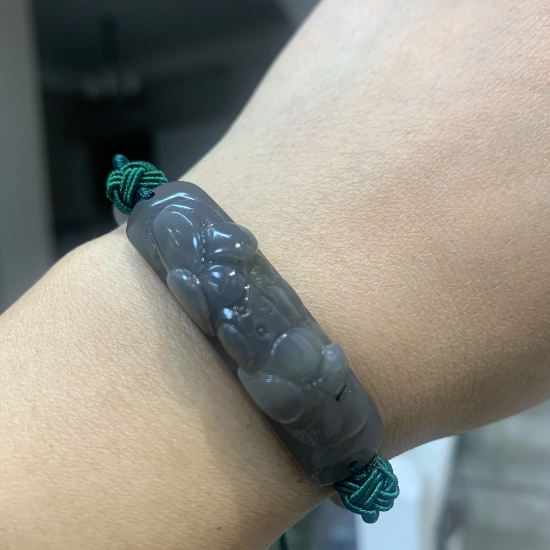 和田玉烟紫色手链手串