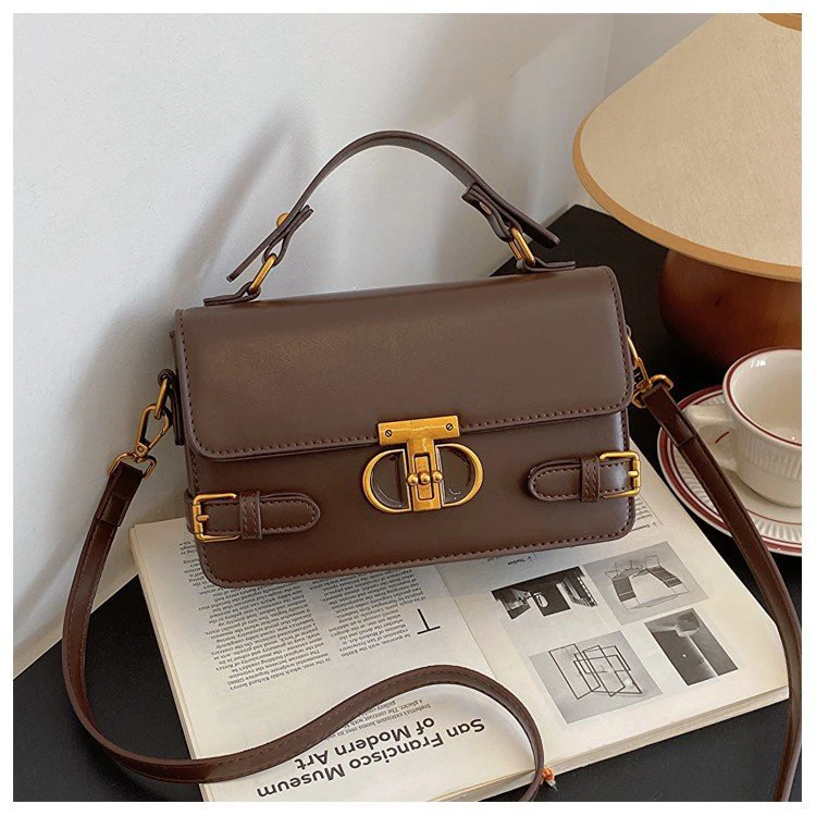 咖色超火小包包女式2025新款轻奢风小众设计高级质感手提斜挎包