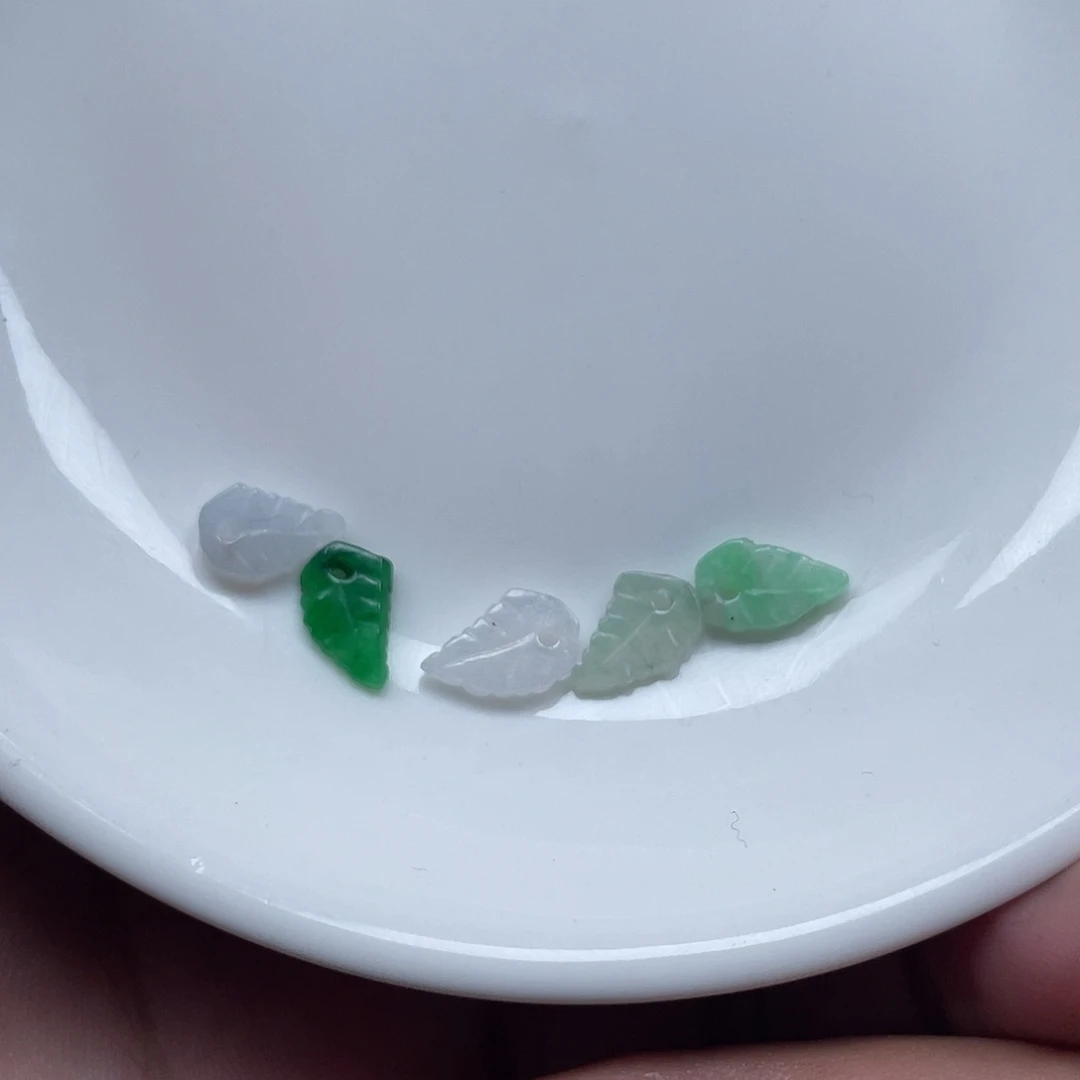 翡翠散珠翡翠叶子5件
