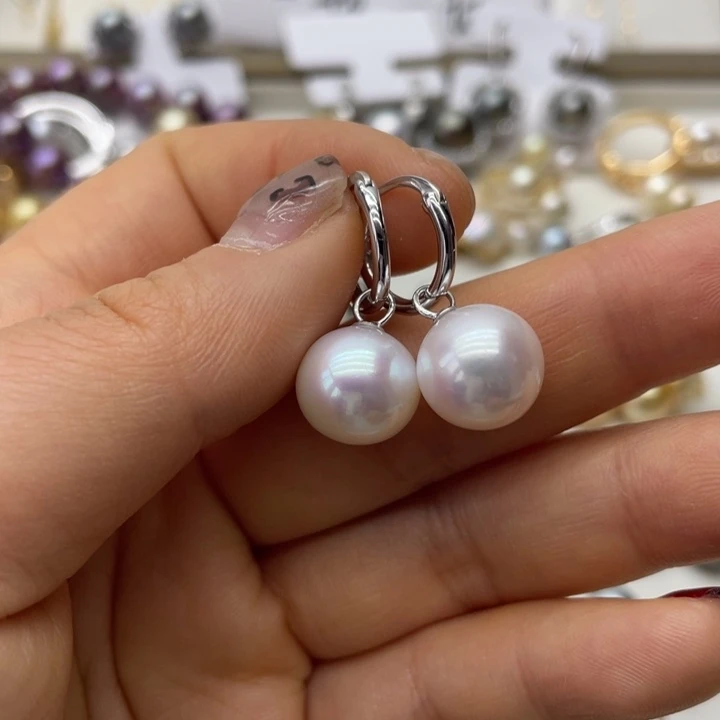 淡水珍珠耳饰银S925镶嵌