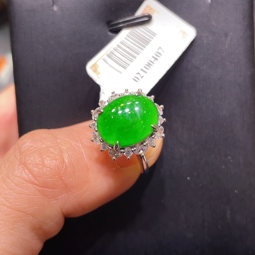 翡翠银S925镶嵌项链戒指