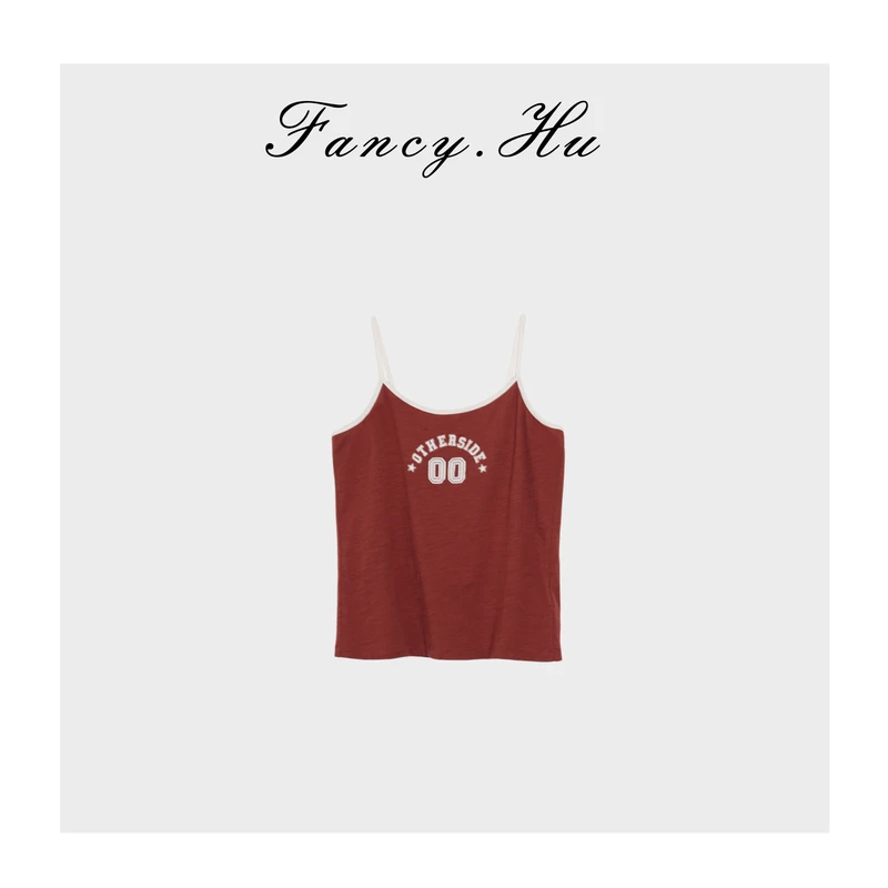 【Fancy.Hu】 100棉数字字母印花复古吊带背心FG260189