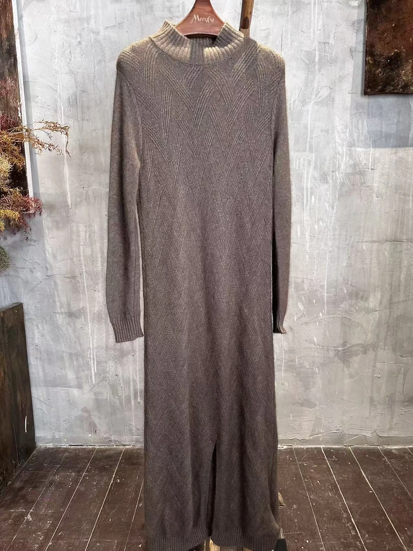 NatureDye 【美侖美奂】EG1310622原创设计前开叉长款毛衫