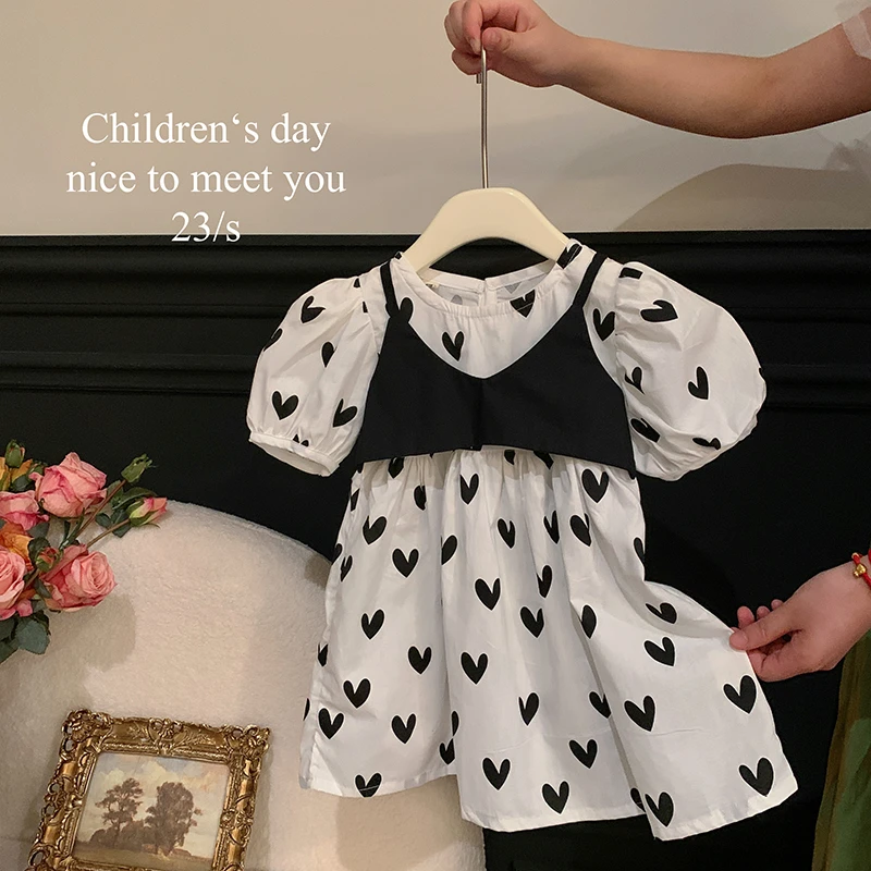 【本妈】2024夏“心动的讯号”假两件抹胸爱心连衣裙 21X130 15