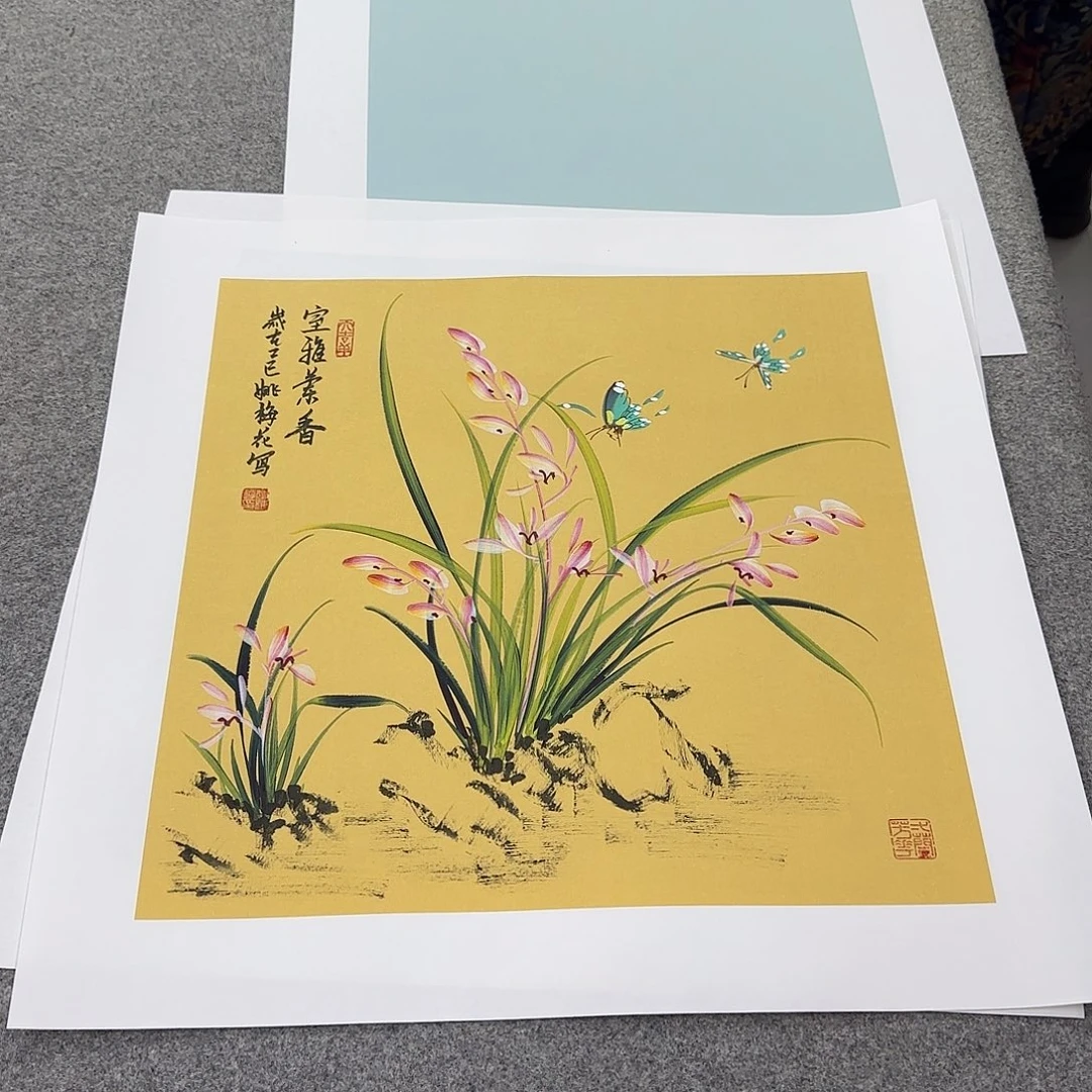 国画国画立体兰花作品