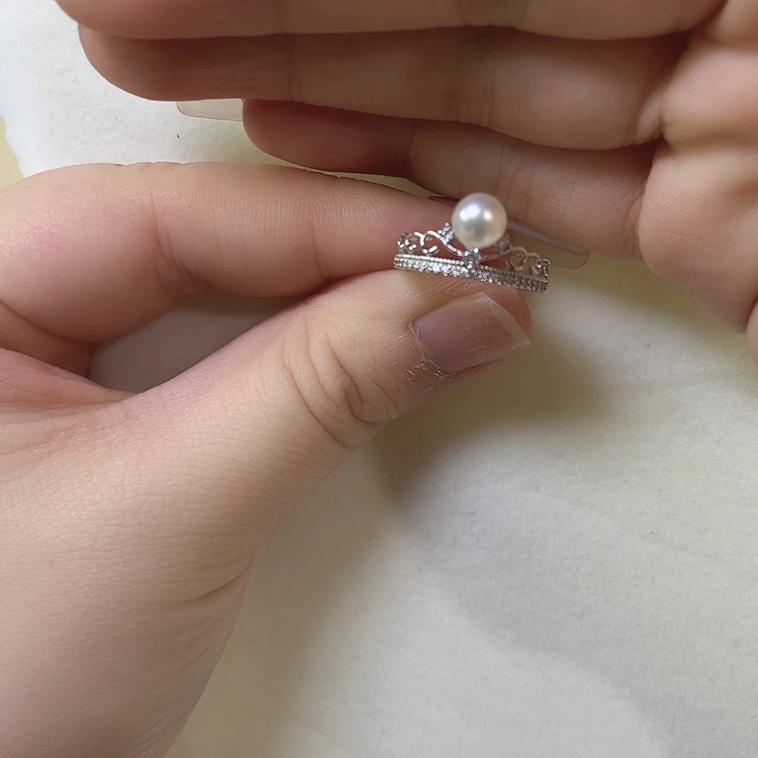 海水珍珠银S925镶嵌颈饰戒指