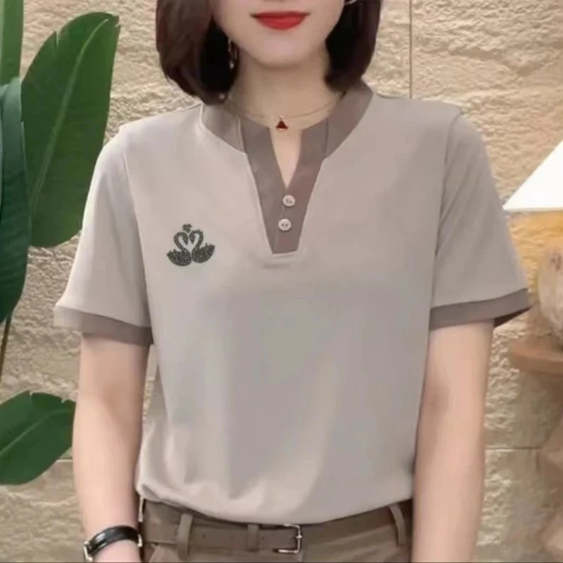 (亮牌灯点关注才可以拍)2025新款夏季短袖T恤衫韩版百搭休闲气质