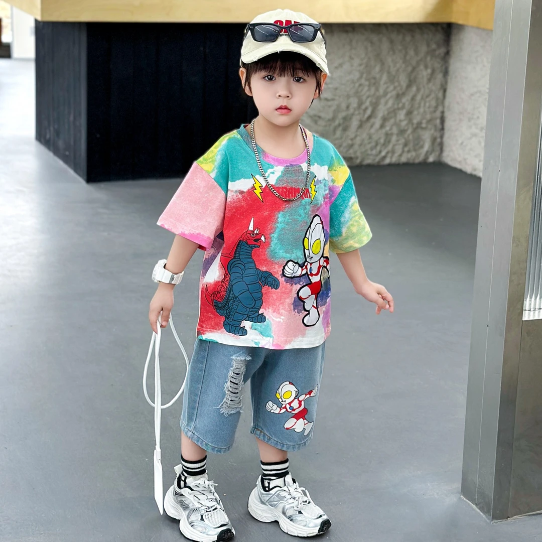 奥特曼套装夏季短袖套装2026新款儿童时髦洋气童装潮款两件套薄款