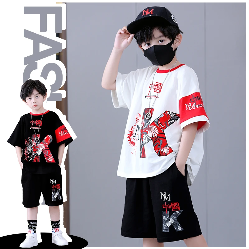 男童夏装套装2025新款中大童夏季纯棉帅气短袖韩版儿童洋气衣服潮