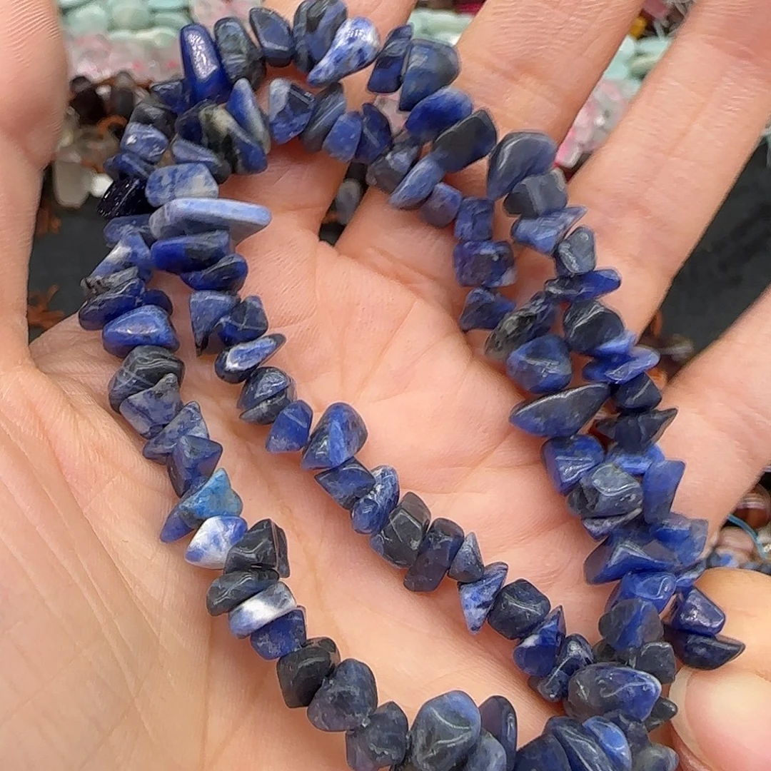 玛瑙/玉髓合金珠宝半成品蓝纹随性6-8mm一条