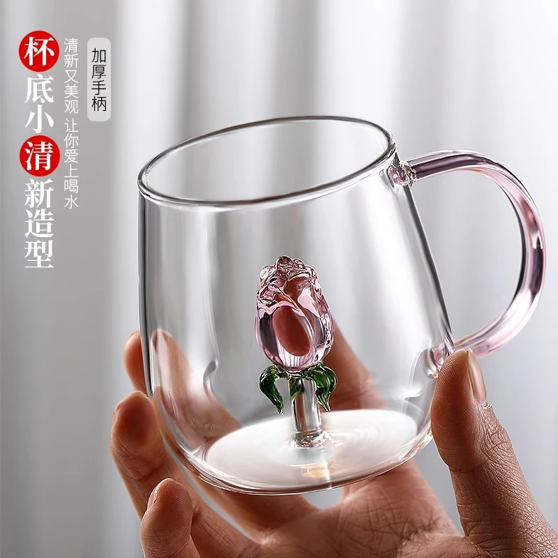 网红创意果汁牛奶卡通玻璃杯ins 透明立体小动物造型水杯彩色玻璃