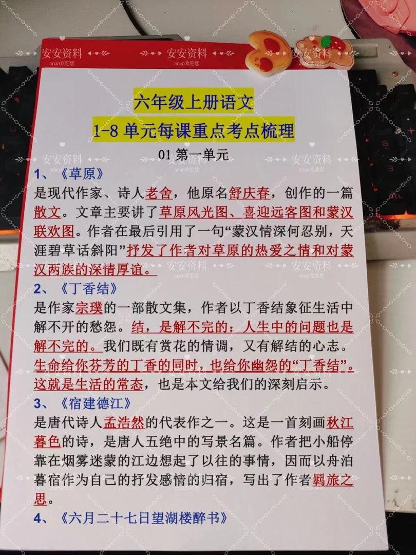 2025秋季六年级上册通用成语课文重点知识汇总