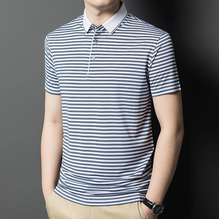 【6A级金标白玉桑蚕丝】男士短袖t恤2025夏季新款商务polo衫316