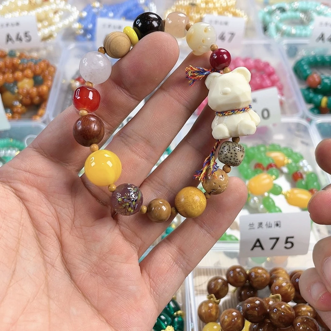 檀香木手串银S925镀金镶嵌