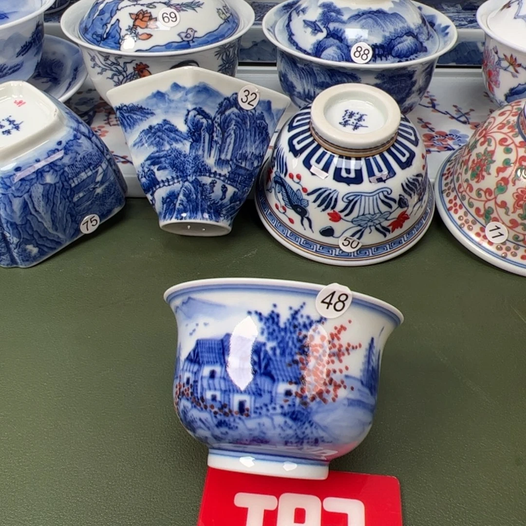 陶瓷景德镇纯手工纯手绘茶具木木48开片
