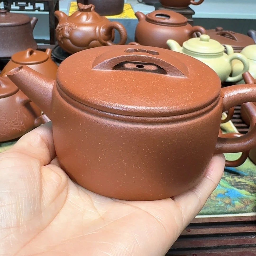紫砂茶壶红降坡半手工200毫升