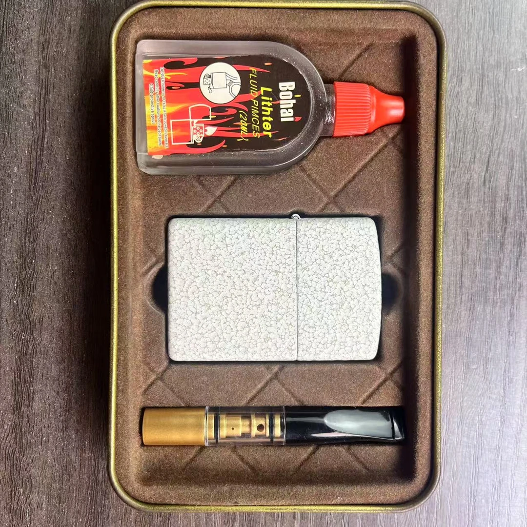 正品时尚复古白星纹防风煤油打火机男士简约个性礼品套盒创意经典