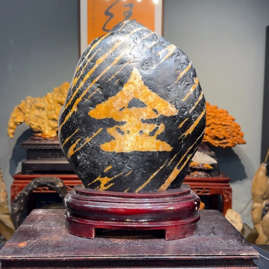 星***二金纹石精品摆件家具摆件