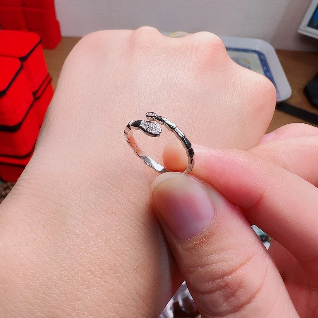 戒指天然锆石银S925镀金镶嵌